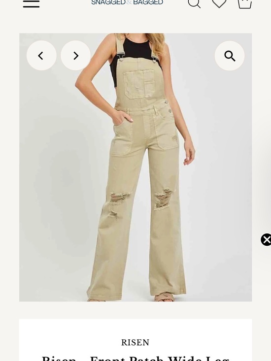 Risen Los Angeles Denim - Risen Wide-Leg Distressed Overalls in khaki